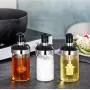 1pc Glass Spice Jars with Serving Spoon Mason Storage Canister Clear Condiment Food Bottle with Stainless Steel Screw Lid for Home and Kitchen(with Brush)