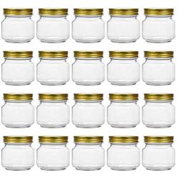 Tebery 20 Pack Mason Jars 8OZ With Regular Gold Lids Clear Glass Jars Ideal for Jam, Honey, Wedding Favors, Shower Favors, Baby Foods