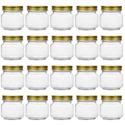 Tebery 20 Pack Mason Jars 8OZ With Regular Gold Lids Clear Glass Jars Ideal for Jam, Honey, Wedding Favors, Shower Favors, Baby Foods