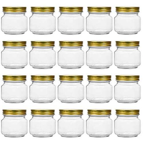 Tebery 20 Pack Mason Jars 8OZ With Regular Gold Lids Clear Glass Jars Ideal for Jam, Honey, Wedding Favors, Shower Favors, Baby Foods