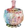 SOCOSY Royal Embossed Clear Glass Apothecary Jar With Lids , Candy Jar Containers Wedding Candy Buffet Jars Crystal Jewelry Box Food Jar 7oz