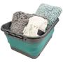 Homz Store N Stow(TM) 17 Gallon Latching Container with Wheels, Grey and Teal Base with Clear Lid Collapsible Storage, (Pack of 4)