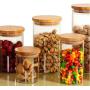 New Multiple Size Glass Sealed Storage Jar Wide Mouth Tea Foods Storage Canisters with Bamboo Cover Kitchen Accessories DA