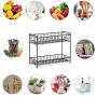 Kitchen Countertop Spice Organizer Rack 2 Tier Storage Cabinet Shelves Holder for Jars Bottles, Brown