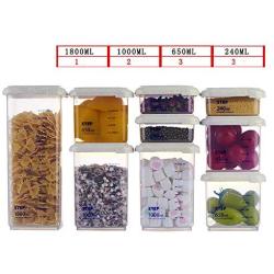 Japanese Transparent Storage Containers, Square Plastic Sealed jar Herbs Pot Lids-B
