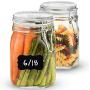 Bormioli Rocco Glass Fido Jars - 33.? Ounce - 1 Liter - with hinged hermetically Sealed Airtight lid for Fermenting, Canning, Preserving, With Exclusive Paksh Novelty Chalkboard Labels Set (2 Jars)