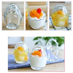 XICHEN 1set (6 jars With 6 flower-type dessert spoon) Egg shell glass pudding cup Yoghurt Jars pudding Jar with Lid Replacement Glass Jars for