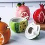 Ceramic Unseal Fruit Shape Storage Jar Minimalist Cute Coffee Sugar Tea Storage Bottle Organizer Decor Home,Pomegranate
