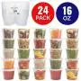 Healthy Packers Extra Thick Food Storage Containers with Lids (16oz - 24 Pack) - Great for Slime - Deli Pint Cups - Soup Containers | Microwave, Dishwasher and Freezer Safe