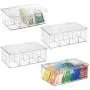 mDesign Stackable Plastic Tea Bag Holder Storage Bin Box for Kitchen Cabinets, Countertops, Pantry - Organizer Holds Beverage Bags, Cups, Pods, Packets, Condiment Accessories - 4 Pack - Clear mDesign Stackable Plastic Tea Bag Holder Storage Bin Box for Kitchen Cabinets, Countertops, Pantry - Organizer Holds Beverage Bags, Cups, Pods, Packets, Condiment Accessories - 4 Pack - Clear