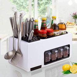 Kitchen Spice Herb Rack Holder Free Standing, Kitchen Multifunction Countertop Organizer for Spice Jar Knives And Bottle Storage,A