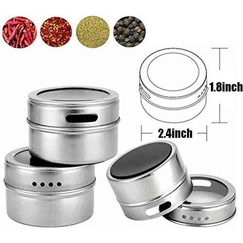 CSPFAIRY Magnetic Spice Box Kitchen Spice Jars Seal Magnet Jar Seasoning Refrigerator Box Multifunction 4 Pcs/Set