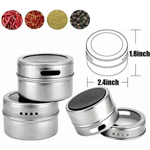 CSPFAIRY Magnetic Spice Box Kitchen Spice Jars Seal Magnet Jar Seasoning Refrigerator Box Multifunction 4 Pcs/Set