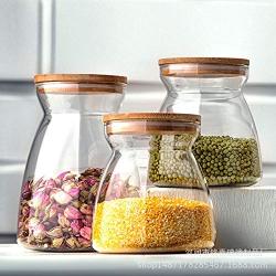 Kitchen Vases Glass Seasoning Jar Wooden Lid Spice Storage Box Candy Jar,small