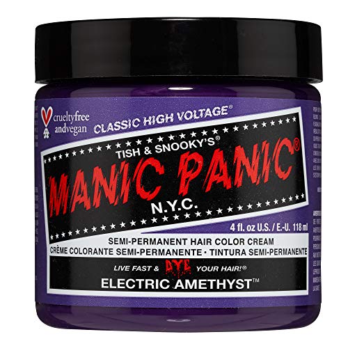 Manic Panic Electric Amethyst Haarfarbe – Classic High Voltage – Halbpermanente Haarfarbe – Mittelviolett mit Blautönen – Vegan, PPD & Ammoniakfrei – Für das Färben von Haar bei Frauen & Männern