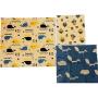 Beeswax Food Wraps Assorted Set of 3, Eco Friendly,100% Cotton fabric, All natural, 1 Small, 1 Medium, 1 Large, Fun prints: Whales, Bees, Foxes