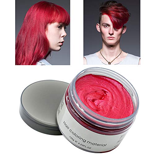 MOFAJANG Hair Color Wax Styling Cream Mud, Temporary Hair Dye Wax, Natural Hairstyle Dye Pomade for Party Cosplay, Halloween, 4.23 OZ,Red