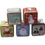 Amosfun Christmas Cookie Box Jar Tinplate Candy Box Storage Containers Christmas Biscuits Tin Can for Christmas New Year Party Favors