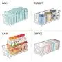 mDesign Metal Farmhouse Kitchen Pantry Food Storage Organizer Basket Bin - Wire Grid Design - for Cabinets, Cupboards, Shelves, Countertops, Closets, Bedroom, Bathroom - Small, 2 Pack - Chrome