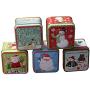 JIJIKOKO Mini Christmas Square Cookie Jar Candy Storage Biscuits Tins Small Bump Candy Box Vintage Iron Box Durable Small Object Container Party Favor (D)