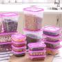 17Pcs/Set Keep Fresh Food Storage Box Refrigerator Food Container Sealed Crisper Grain Dried Storage Jar Kitchen Rose red