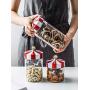 HOUSIYU Candy Jar Carousel Creative Glass Sealed Cans Home Coffee Tea Candy Coffee Beans Storage Tank Bathroom Accessories Storage Container, 14.5x10cm