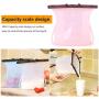 Reusable Silicone Food Storage Bags - Foldable Leak Proof Liquid Food Organizer Bag with Zip Seal for Preservation & Cooking Baggies (1 L) (Pink)