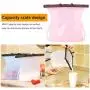 Reusable Silicone Food Storage Bags - Foldable Leak Proof Liquid Food Organizer Bag with Zip Seal for Preservation & Cooking Baggies (1 L) (Pink)