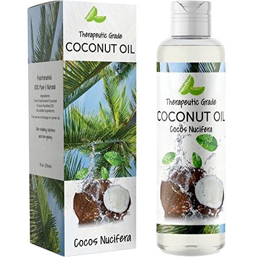 Fractionated Coconut Oil for Hair Care - Pure Coconut Oil Liquid Hair Treatment with Anti Aging Body Oil for Dry Skin Care - Coconut Oil for Skin Massage Oil and Carrier Oil for Essential Oils - 8 oz
