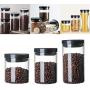 HIZLJJ 3pcs Airtight Glass Food Storage Jars Canister Kitchen Container Set with Natural Bamboo Lids for Candy, Cookie, Rice, Sugar, Flour, Pasta, Nuts