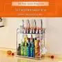 Kitchen Stainless Steel Rack,2-Tier Standing Rack Kitchen Bathroom Countertop Storage Organizer Spice Jars Bottle Shelf Holder Rack Wall-mounted Punch-free Seasoning Shelf Tool Holder with 4 Hooks Kitchen Stainless Steel Rack,2-Tier Standing Rack Kitchen Bathroom Countertop Storage Organizer Spice Jars Bottle Shelf Holder Rack Wall-mounted Punch-free Seasoning Shelf Tool Holder with 4 Hooks