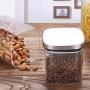 Glass Food Storage Containers With Locking Lids - Square Glass Jars With Stainless Steel Lid For Spices Bulk Products Tea Coffee Container Set Sealed Cans Storage Box Canister