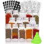 Estilo EST2880 Includes 14 Clear Glass Airtight Screw on Ti Complete Spice Jars Set, 4 oz