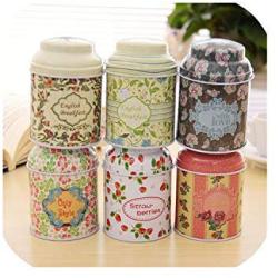 6Pcs/Lot Korean Pastoral Style Iron Storage Jar Multifunction Coffee Tea Candy Tin Container Vintage Small Floral Metal Can,Multi