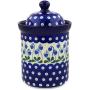 Polish Pottery 7?-inch Jar with Lid made by Ceramika Artystyczna (Bleeding Heart Peacock Theme) + Certificate of Authenticity
