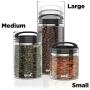 Best PREMIUM Airtight Storage Container for Coffee Beans, Tea and Dry Goods - EVAK - Innovation that Works by Prepara, Glass and Stainless, Compact Soft Touch Black Handle, Small