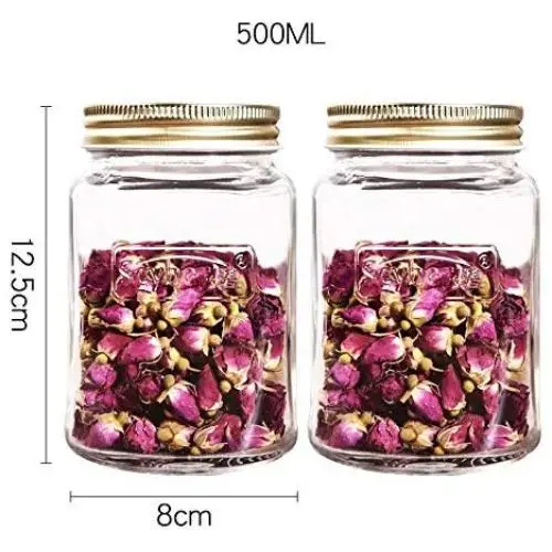 Glasbehälter für Salz, Süßigkeiten, Milchpulver, Honig, Tee etc. – Kleine, versiegelte Behälter, 500 ml transparent.