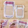 Reusable Mason Jar Pattern Food Storage Bags Kitchen Food Organizer Snacks Fresh Bags Well Sealed S M L (Size : 3pcs Middle Bags)