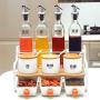 Kitchen seasoning box/Glass Ceramic Condiment Storage Container with Pallet Shelf Storage Bottle Salt jar
