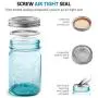 Ball Aqua Canning Jars 16 oz Regular Mouth - Set of 4 Vintage Mason Jars Aqua-colored glass with Airtight lids & Bands - DIY crafts & Decor - Safe For Canning, Pickling, Storage + SEWANTA Jar Opener