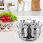 idalinya Stainless Steel Jars Spice Storage Containers Condiment Pot Canisters Sets Kitchen Counter Tins Labels Rotate for Salt Spices Four Seasoning Bottles with Spoon