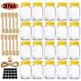 Bouteilles de miel en verre 240 ml (12 oz) - 20 pièces avec couvercles, pour stockage et service du miel sur vos aliments ou boissons préférés, avec étiquette à craie supplémentaire et 20 cuillères à miel incluses.