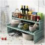 Shelf Organizer Kitchen Organization Cabinet Spice Seasoning Jars Rack Bamboo Shelf With Adjustable Storage Basket Box Countertop Freestanding Container Display For Pantry (Color : Blue)