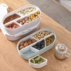 FairOnly Divided Compartment Storage Box with Cover for Fruit Snacks Candy Gray