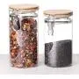 Martinimble Food Storage Jar Glass Food Storage Jar with Airtight Seal Bamboo Lid Snap-Fit Glass Canister(1200ml,1100ml,950ml,800ml,600ml,450ml)