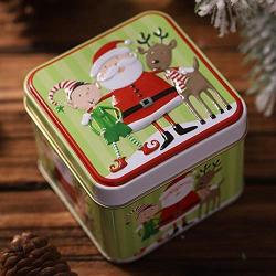 PITCHBLA Christmas Santa Snowman Tinplate Gift Box - Mini Storage Candy Jars - Santa Claus Square Shape Candy Box for Christmas Decorations contribution