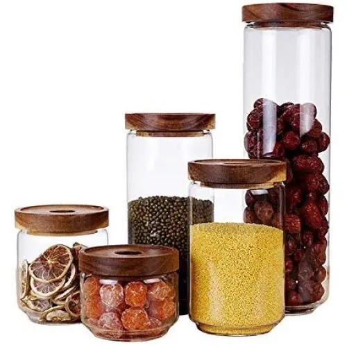 Ensemble de contenants de rangement alimentaires WANGLXST, Pots étanches pour garde-manger, BPA Free - Contenants pour céréales - pour aliments secs et liquides, Pot en verre transparent. Ensemble de contenants de rangement alimentaires WANGLXST, Pots étanches pour garde-manger, BPA Free - Contenants pour céréales - pour aliments secs et liquides, Pot en verre transparent.