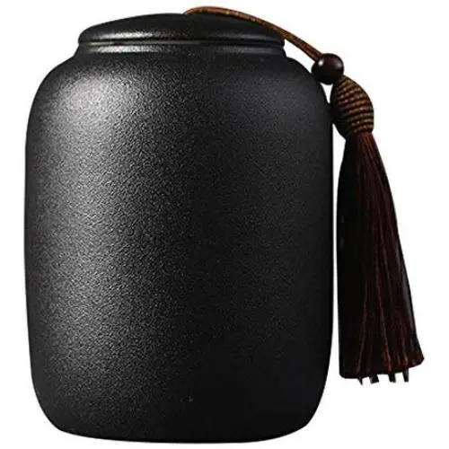 Schwarzer Handgefertigter Keramik-Losteekübel/Behälter, Lebensmittelbehälter, Einzigartiges Design, Behälter für Kaffee, Gewürze, Nüsse, Snacks, Gewürzmischungen (Stil 1)