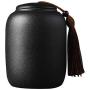 Black Handmade Ceramic Loose Tea Caddy Storage Jar Canister,Food Storage Jar Canister Unique Design Food Canisters for Coffee Spice Nuts Snacks Seasonings (Style 1)