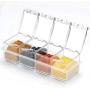 Seasoning Box 4 Pieces Acrylic Seasoning Boxes Storage Container Condiment Jars Cruet with Covers and Spoons